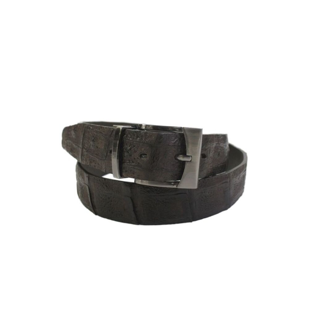 Bernini Mens Genuine American Alligator Silver Tone Buckle Belt Brown Size 40